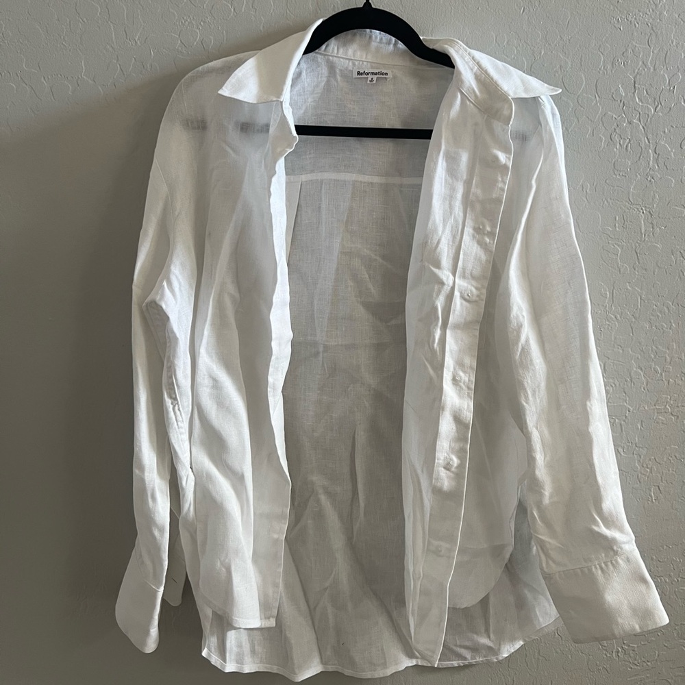Reformation Andy White Button-Up Shirt